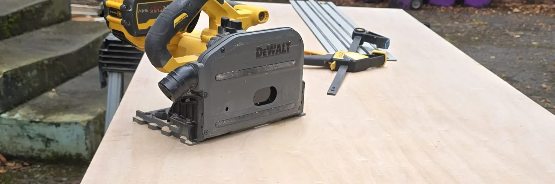 Cutting a fire door blank to size with a track saw, Liverpool